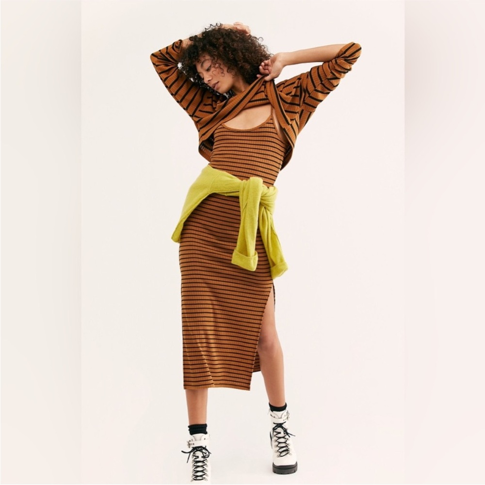 Free People Beach Zinnia Striped Set Tan & Black